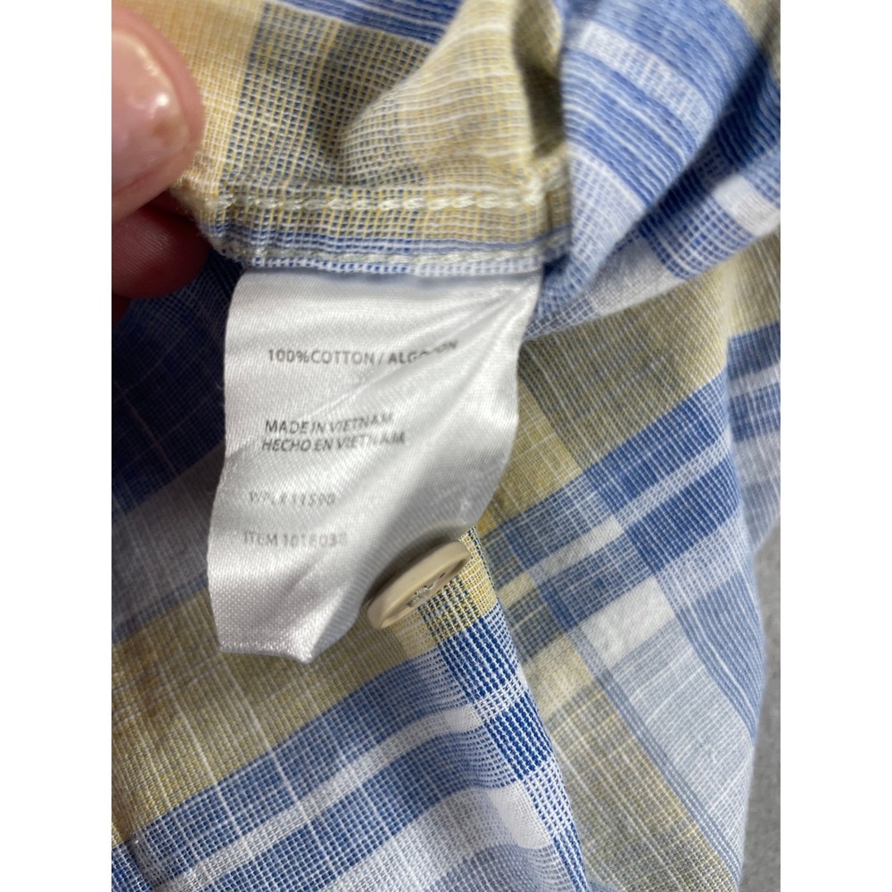 Weatherproof Mens Shirt Short Sleeve Plaid Blue Yellow Cotton XL - Picture 7 of 9